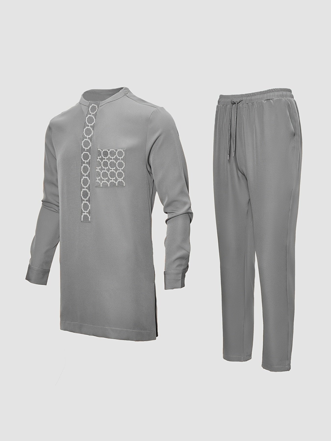 SHOWLU men's African Dashiki set with embroidered long sleeve top and matching pants, showcasing traditional African clothing style.