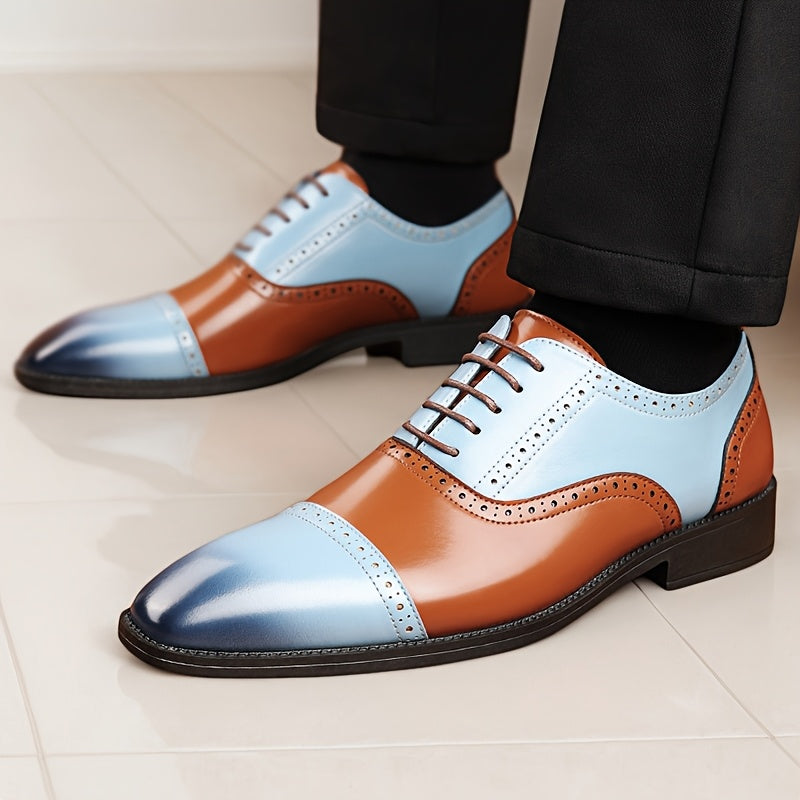 SHOWLU men's split cow leather business casual shoes with non-slip sole, featuring sleek design and comfortable fit.