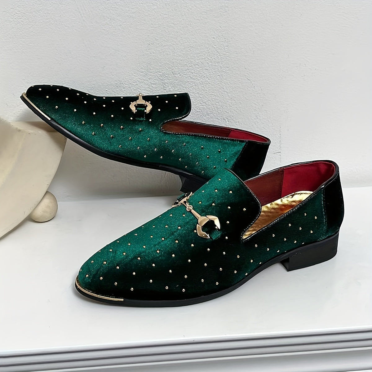 Showlu Fashion men's plus size slip-on loafers in soft PU leather, featuring a sleek, comfortable design for casual or formal wear.