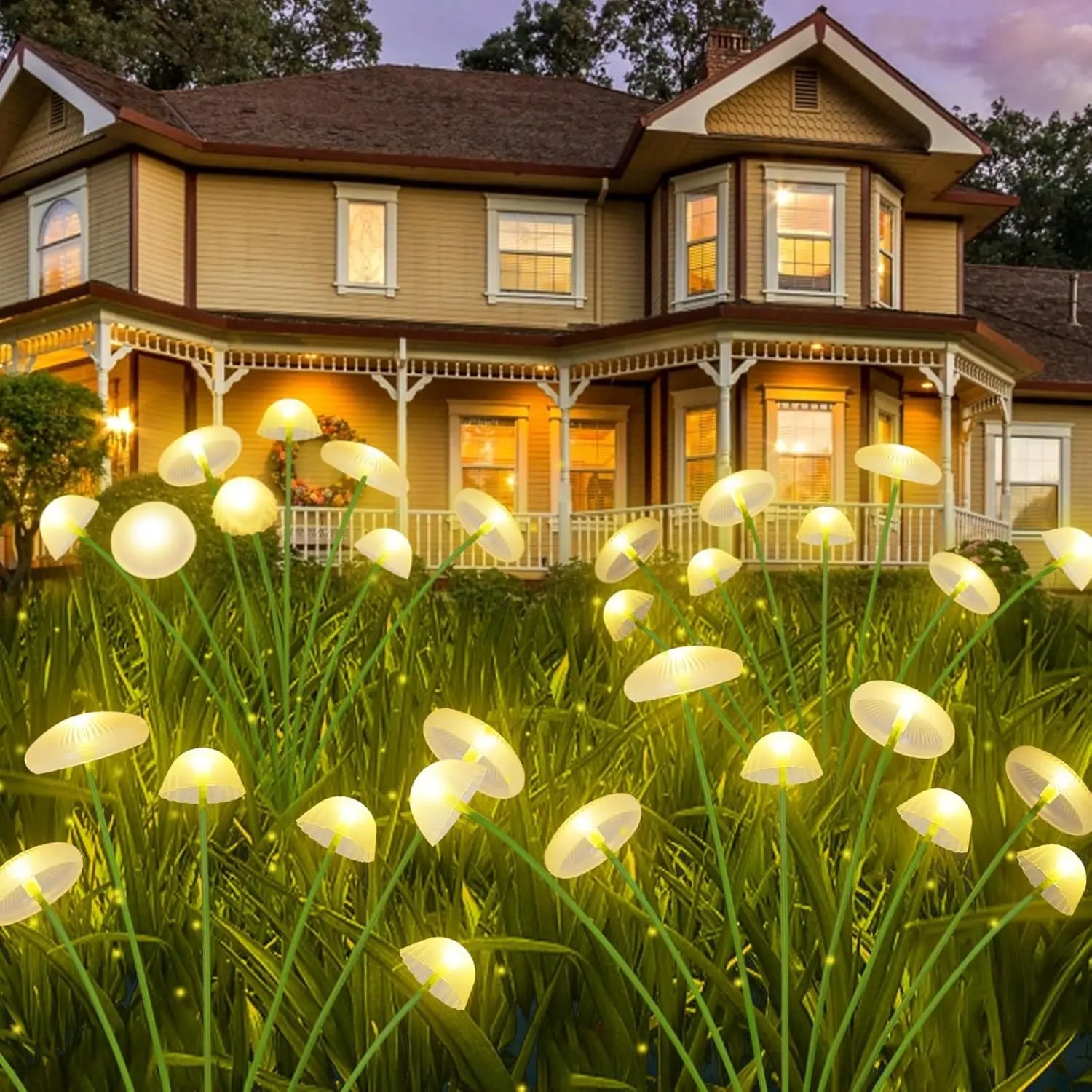 GCTECHING Aura-Mycelia kinetic solar landscape lights with six heads, designed for outdoor garden or pathway illumination.