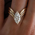 Showlu Fashion 2CT marquise moissanite ring in 18K gold plated S925 silver, featuring a sparkling marquise-shaped gemstone.