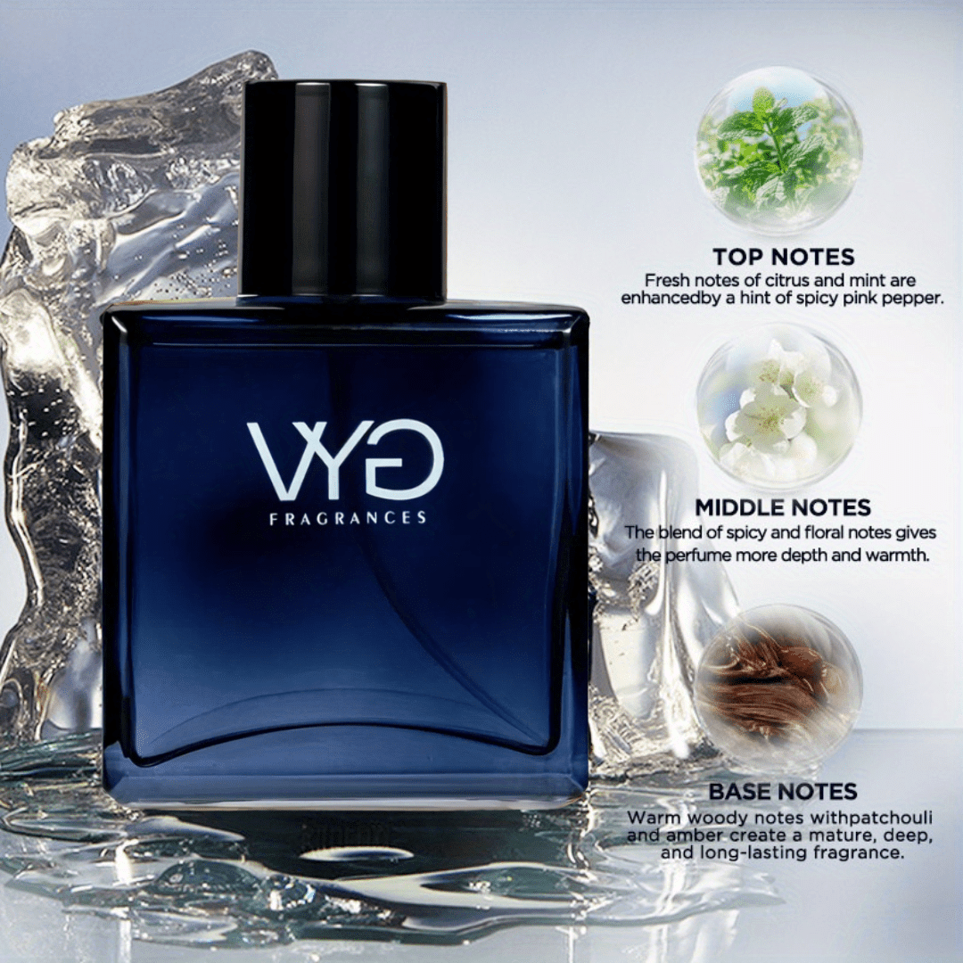 Ocean Blue Eau de Cologne for Men by SHOWLU FASHION STORE, fresh woody musk scent, 1.7oz bottle with a sleek design.