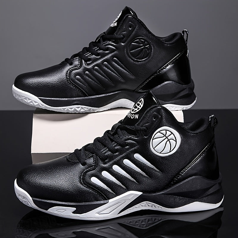 SHOWLU Men's high-top basketball shoes with breathable PU leather, stylish design, and supportive ankle for athletic performance.