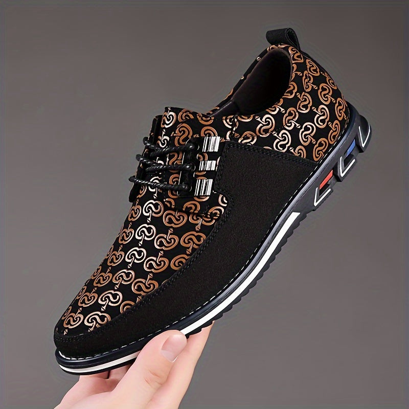 SHOWLU Men's lace-up dress shoes with round toe and non-slip sole, casual style in black leather, suitable for formal or smart-casual wear.
