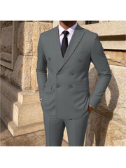 Men's 2pcs Suit Belted Formal Event Party Groomsman Wedding Suit Casual Business Working suit SHOWLU FASHION STORE