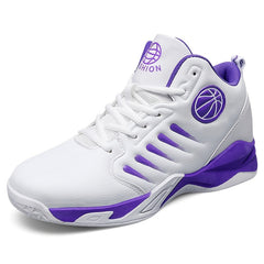 Men's High-Top Basketball Shoes - Stylish & Sporty, Breathable Synthetic Faux Leather with Non-Slip Rubber Sole, Comfortable for Daily Wear & Athletic Activities, Black & Red with Basketball Emblem, Basketball Accessories
