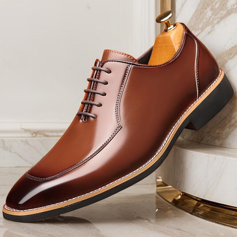 Black men's Oxford shoes by SHOWLU FASHION STORE, genuine leather formal dress shoes with sleek design and polished finish.