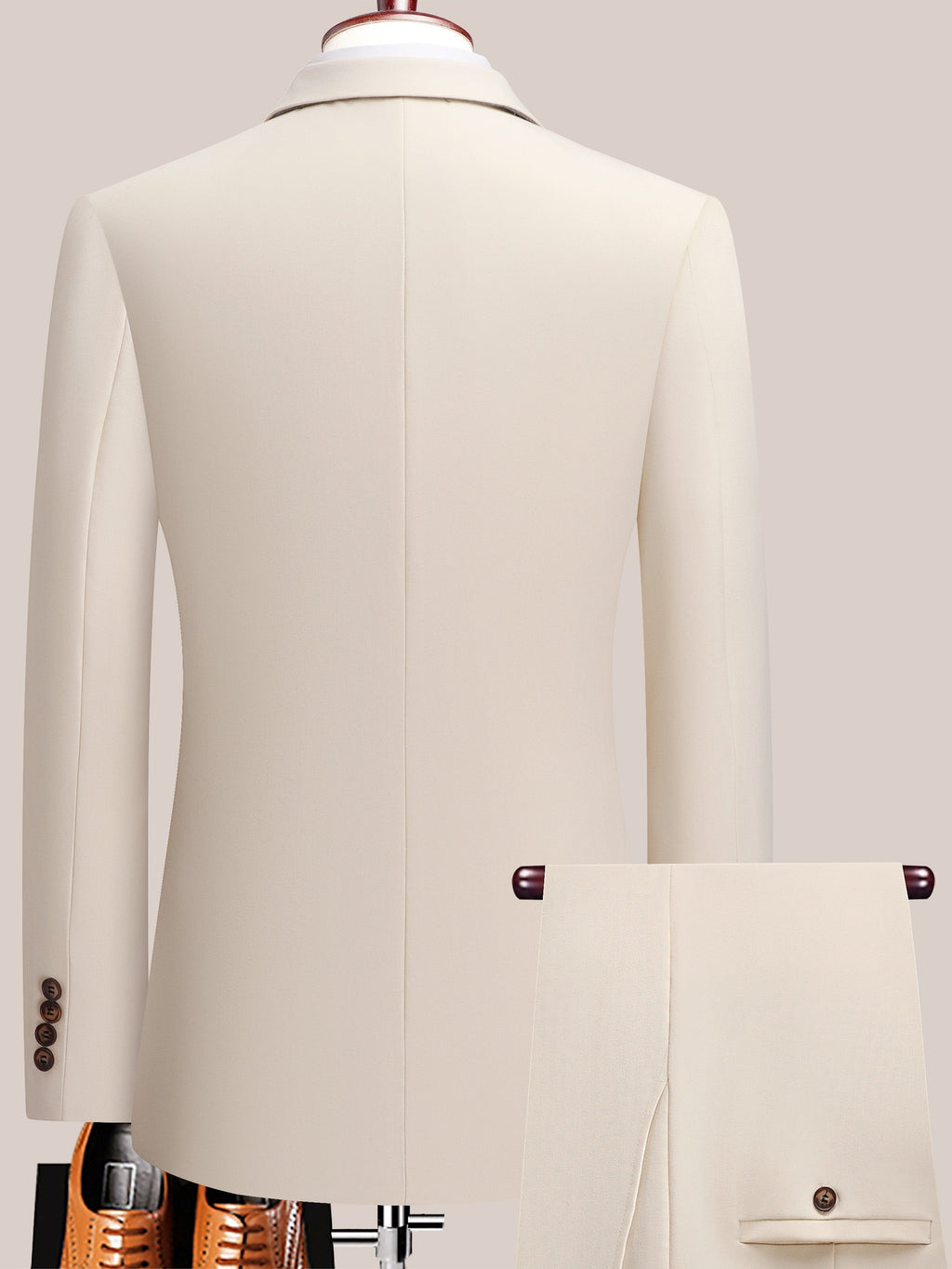 SHOWLU Youth Double Breasted Suit Set in solid color, formal attire for boys, featuring a tailored blazer and matching pants.