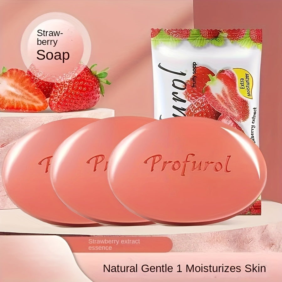 SHOWLU Strawberry Scented Exfoliating Soap Bars with Vitamin E for smooth, fragrant body cleansing.