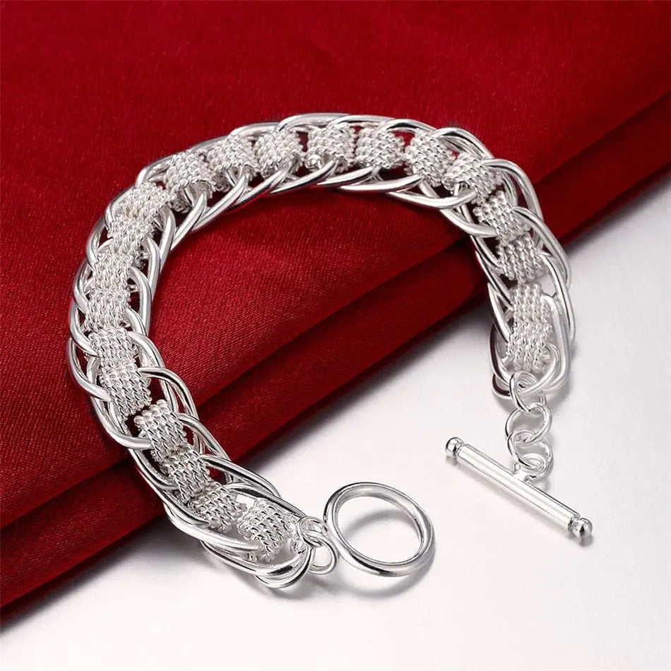 18K gold sideways chain bracelet with 5mm links, 925 sterling silver, 8-inch length, stylish unisex jewelry for women and men