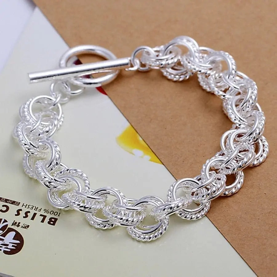 18K gold and sterling silver Anel Demosthene bracelet with 5mm sideways chain, 8-inch length, unisex jewelry for fashion or special occasions