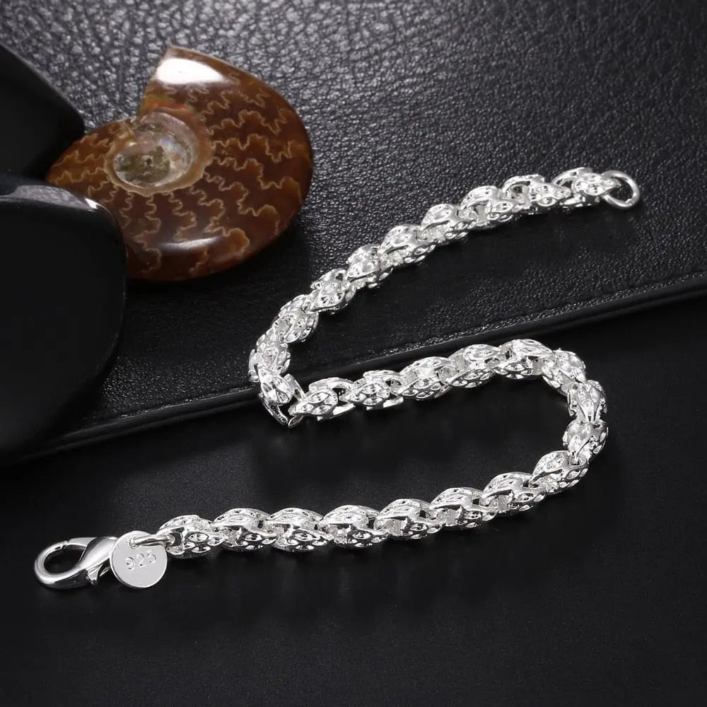 18K gold and sterling silver bracelet with 5mm sideways chain design, suitable for men and women, stylish jewelry accessory.