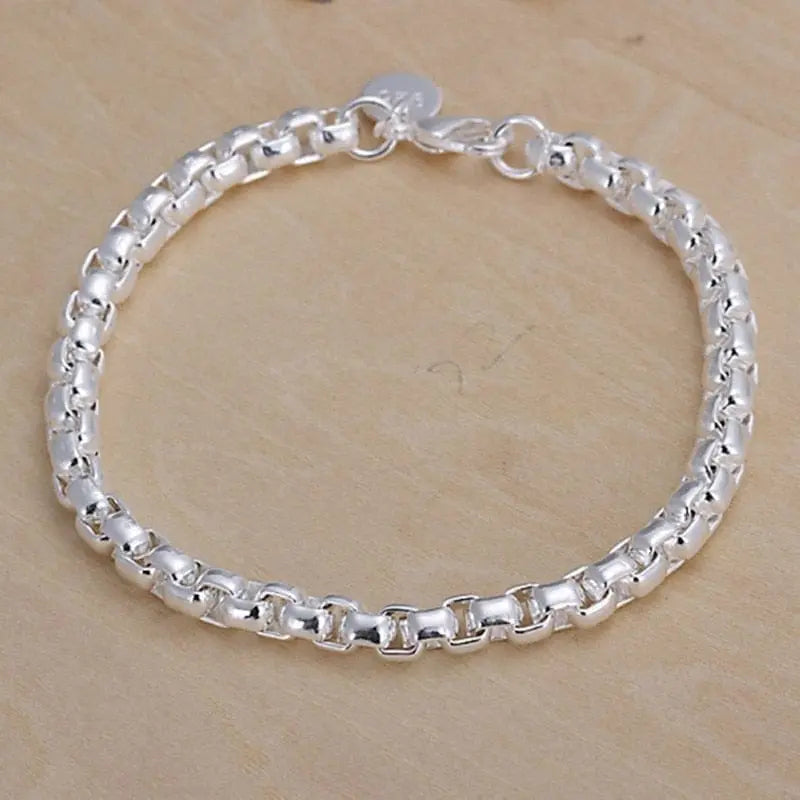 18K gold and sterling silver Anel Demosthene 5mm sideways chain bracelet, 8-inch, stylish jewelry for women and men.