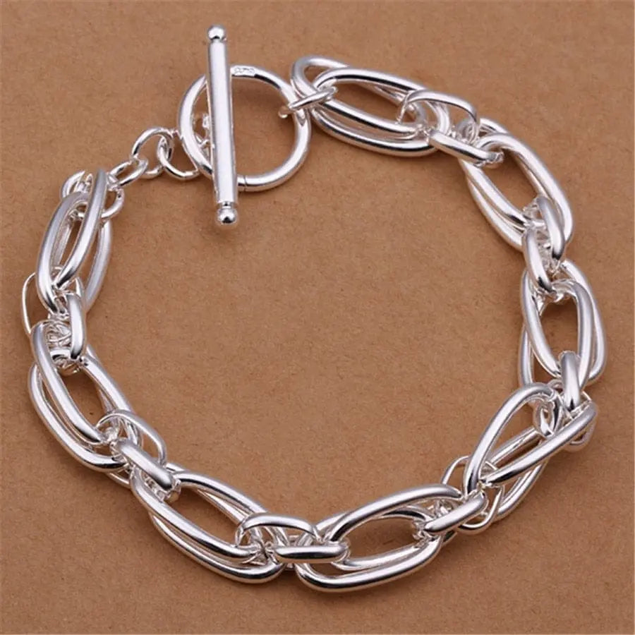 18K gold and sterling silver Anel Demosthene 5mm sideways chain bracelet for women and men, 8-inch length, elegant jewelry.