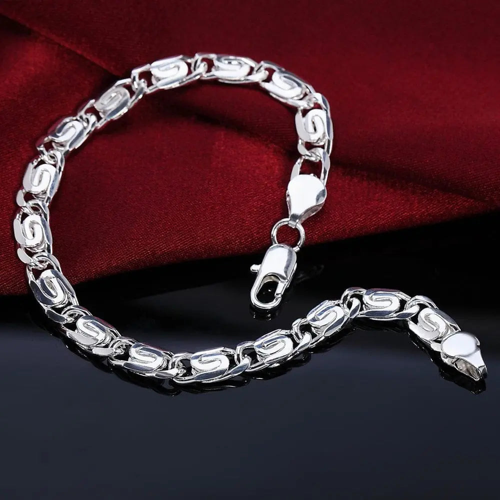 18K gold and sterling silver sideways chain bracelet, 8 inches, with 5mm links, stylish jewelry for women and men.