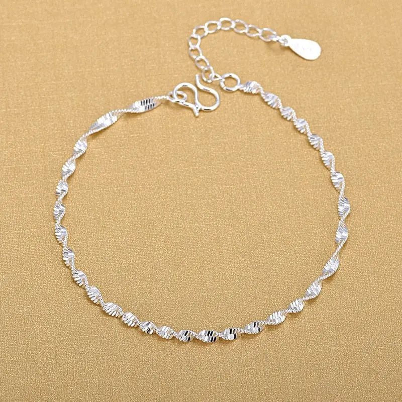 Anel Demosthene General Store 0 LH044 8 Inch 18K Gold Bracelet 5MM Sideways Chain Bracelet For Woman Men Fashion Wedding Engagement 925 Sterling Silver Jewelry Gifts