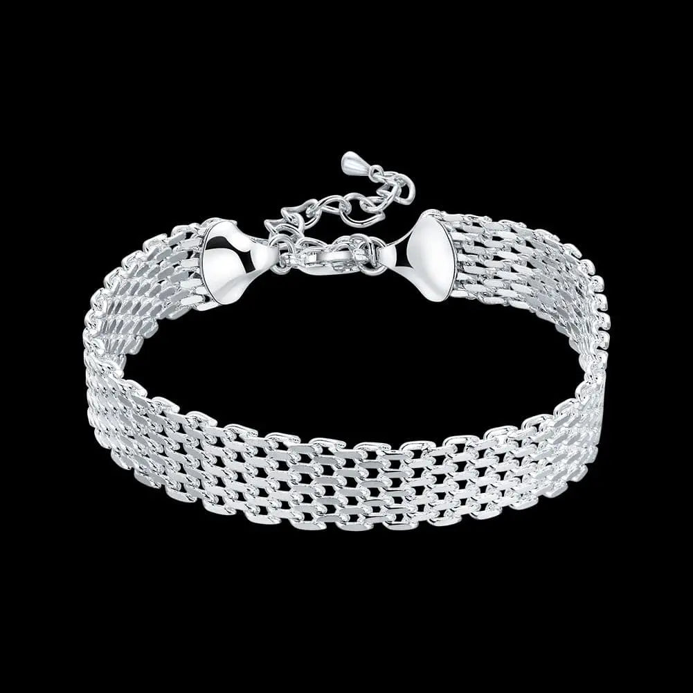 18K gold and sterling silver Anel Demosthene bracelet with 5mm sideways chain, stylish unisex jewelry for fashion or special occasions