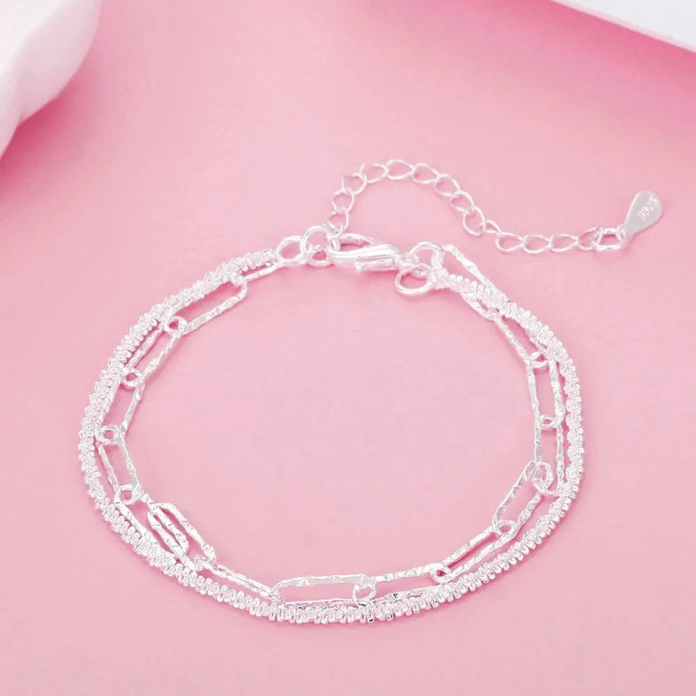 18K gold and sterling silver Anel Demosthene sideways chain bracelet, 8-inch, 5mm width, unisex jewelry for fashion and special occasions