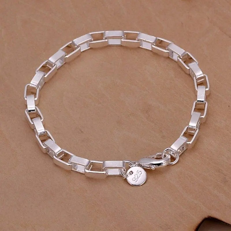 18K gold and sterling silver sideways chain bracelet, 8 inches, with 5mm links, stylish jewelry for women and men.