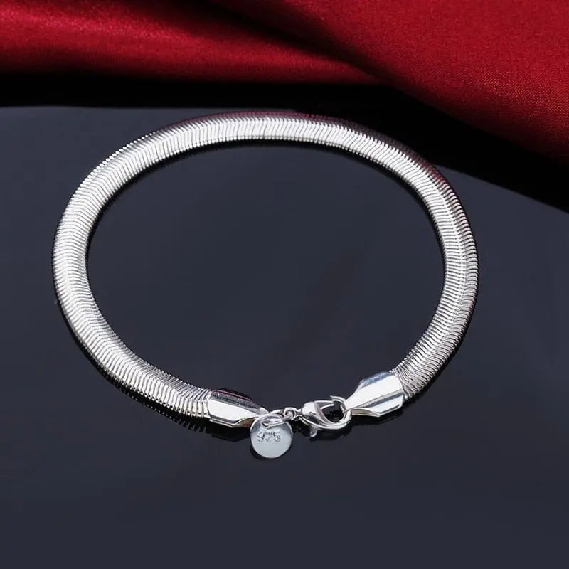 18K gold and sterling silver bracelet with 5mm sideways chain, stylish jewelry for women and men.