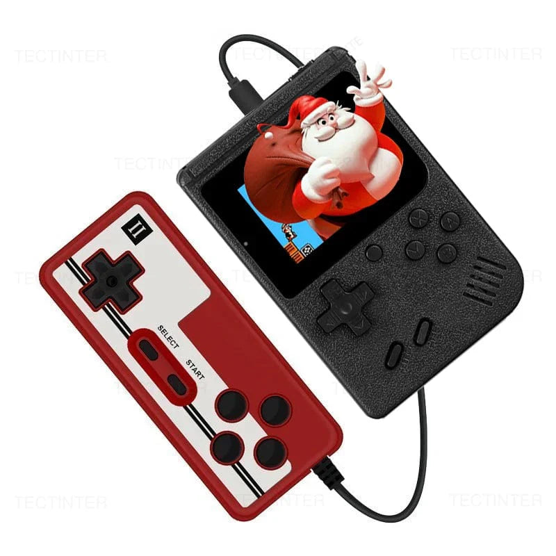 Showlu Fashion TECTINTER Retro Handheld Game Console with 500 built-in 8-bit games, portable design, and AV output for kids.