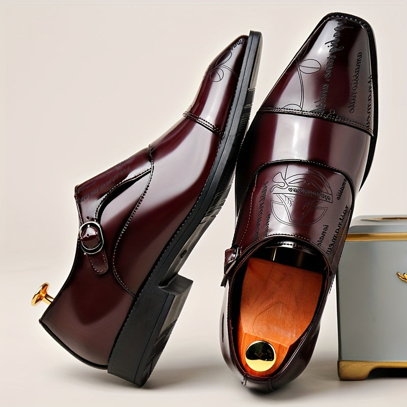Men's casual buckle shoes by SHOWLU FASHION, made of solid color PU leather with a stylish buckle detail.