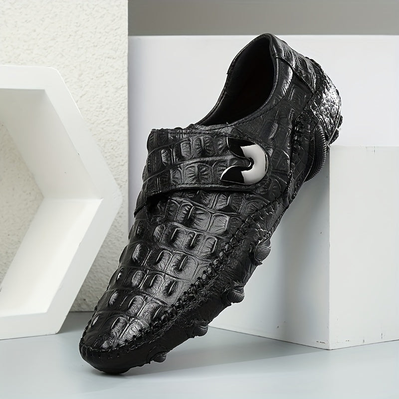 Men's SHOWLU Top Grain Leather Loafers with non-slip soles, casual oxford style, featuring sleek leather uppers and classic design.