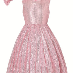 Mebius Girls Sequin Dress Sleeveless Sparkling Special Occasion Kids Party Sequence Sparkling Dress Birthday 8-14 Years Old