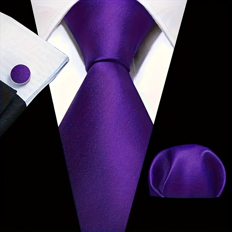 Set of three men's solid color ties in black, red, and blue from SHOWLU FASHION STORE, displayed laid out flat.