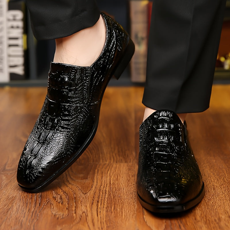 SHOWLU men's pointed toe slip-on business shoes made of vintage PU leather, stylish and comfortable for professional wear