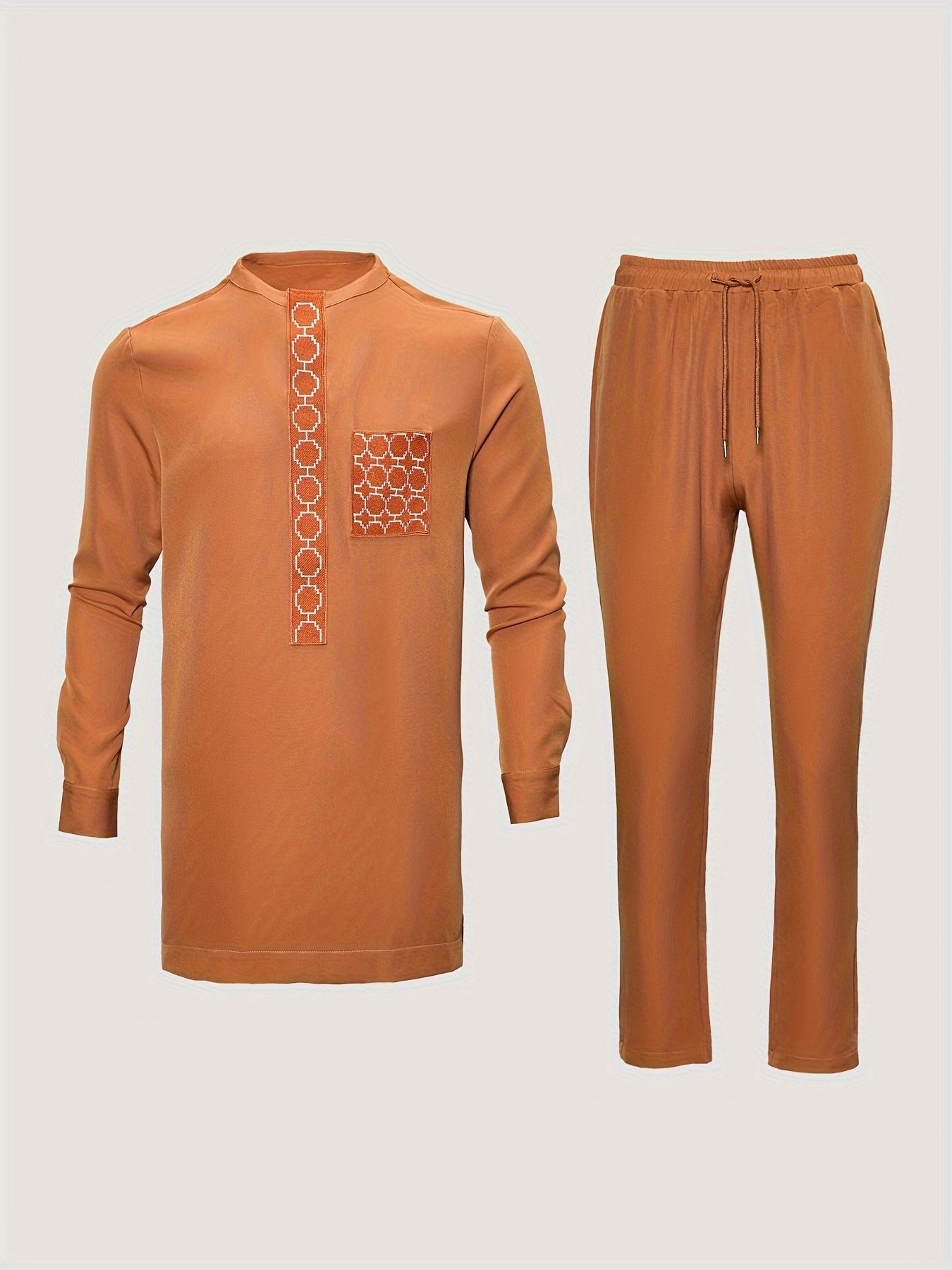 African Dashiki set for men featuring embroidered long sleeve top and matching pants, traditional style by SHOWLU FASHION STORE