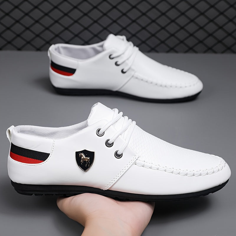 Men's black lace-up formal shoes from KOONEXY, made of durable PU leather with a sleek business style.