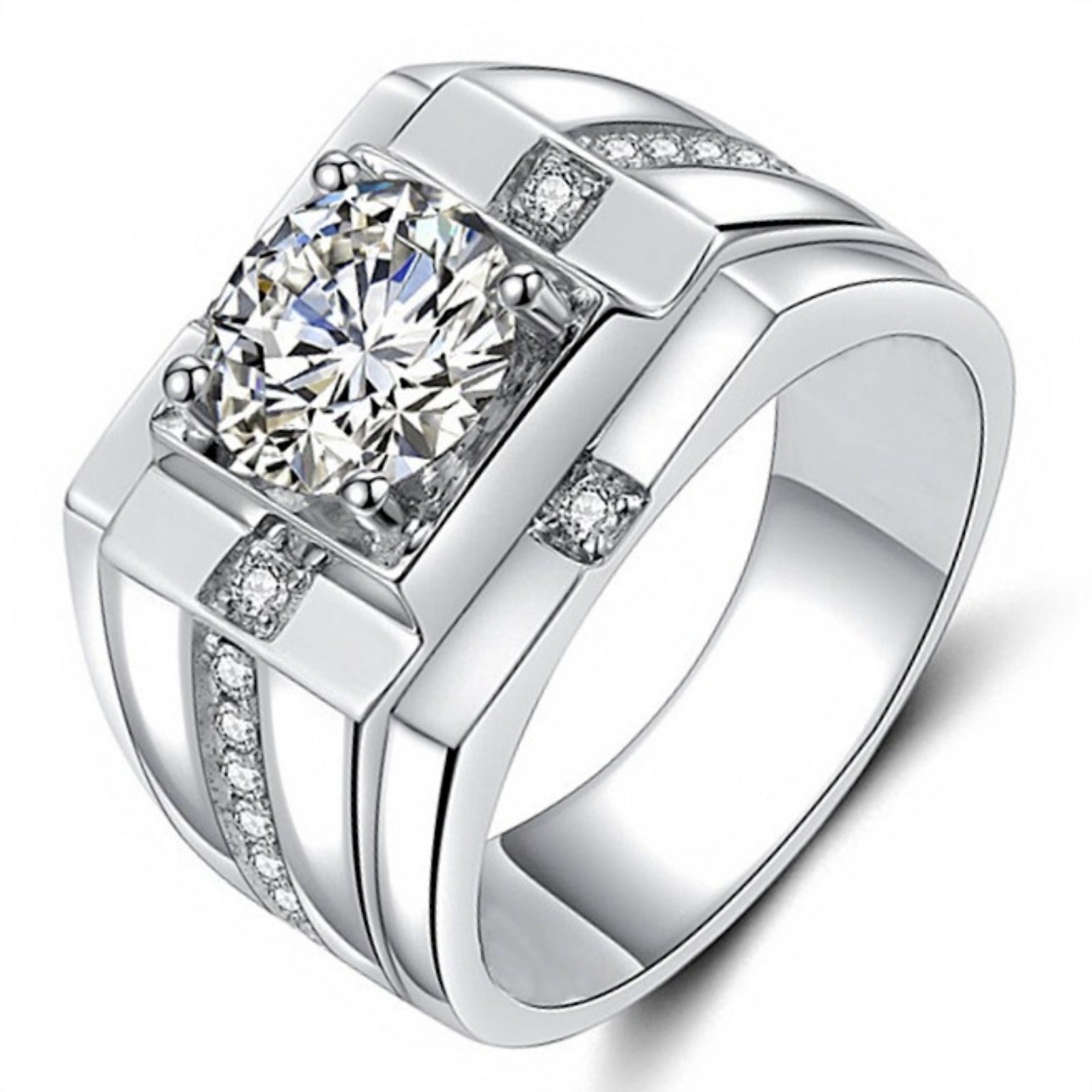 SHOWLU men's synthetic zirconia ring featuring elegant copper design, suitable for party jewelry and stylish accessories