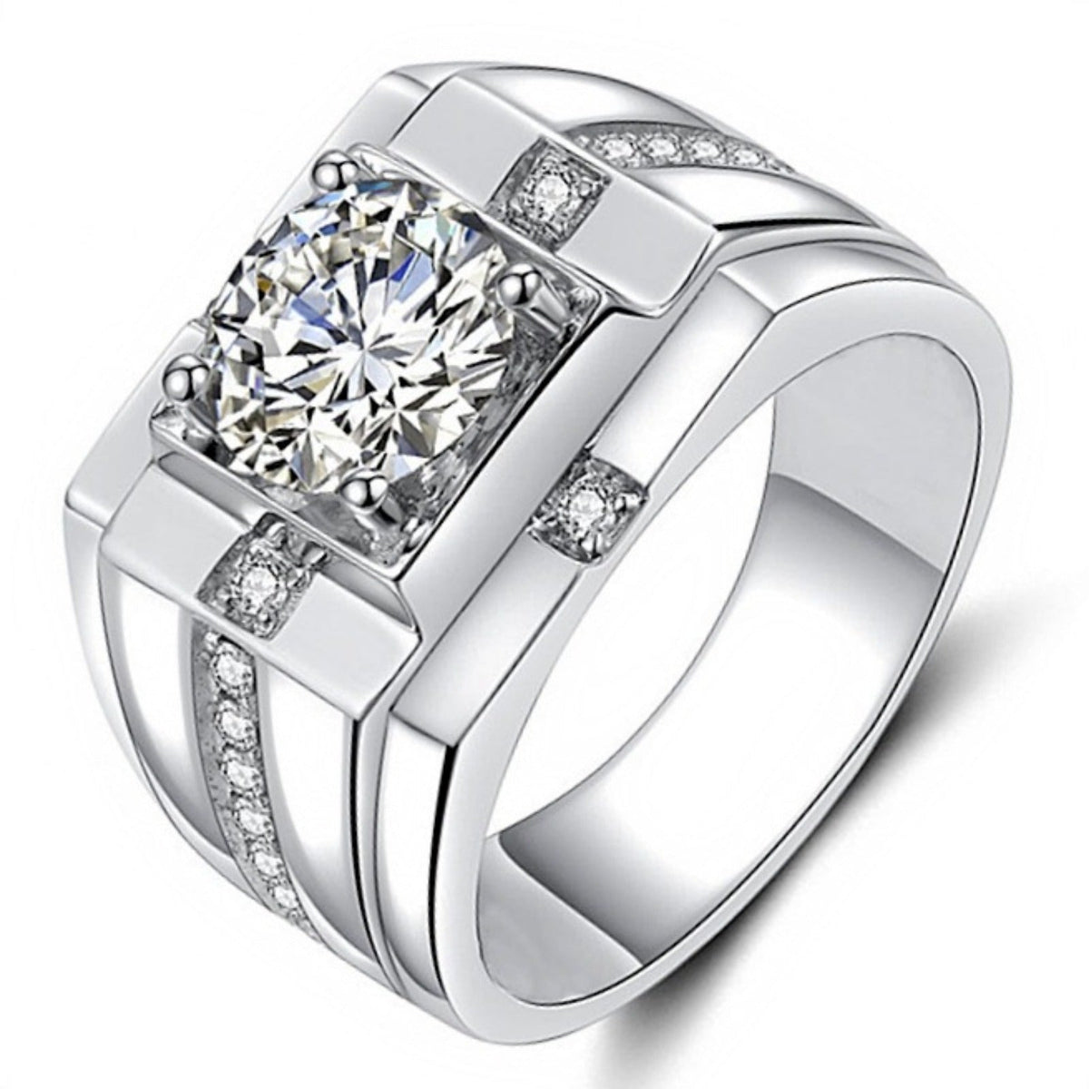 Fashion Front Guard Style Sparkling Synthetic Zirconia Men's Ring Light Luxury Elegant Fashion Party Birthday Gift Jewelry SHOWLU FASHION STORE
