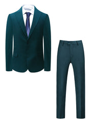 Men'S Solid Color Two-Piece Suit, Regular Fit Pants, Suitable for Business and Wedding Parties Elegant Classic Style