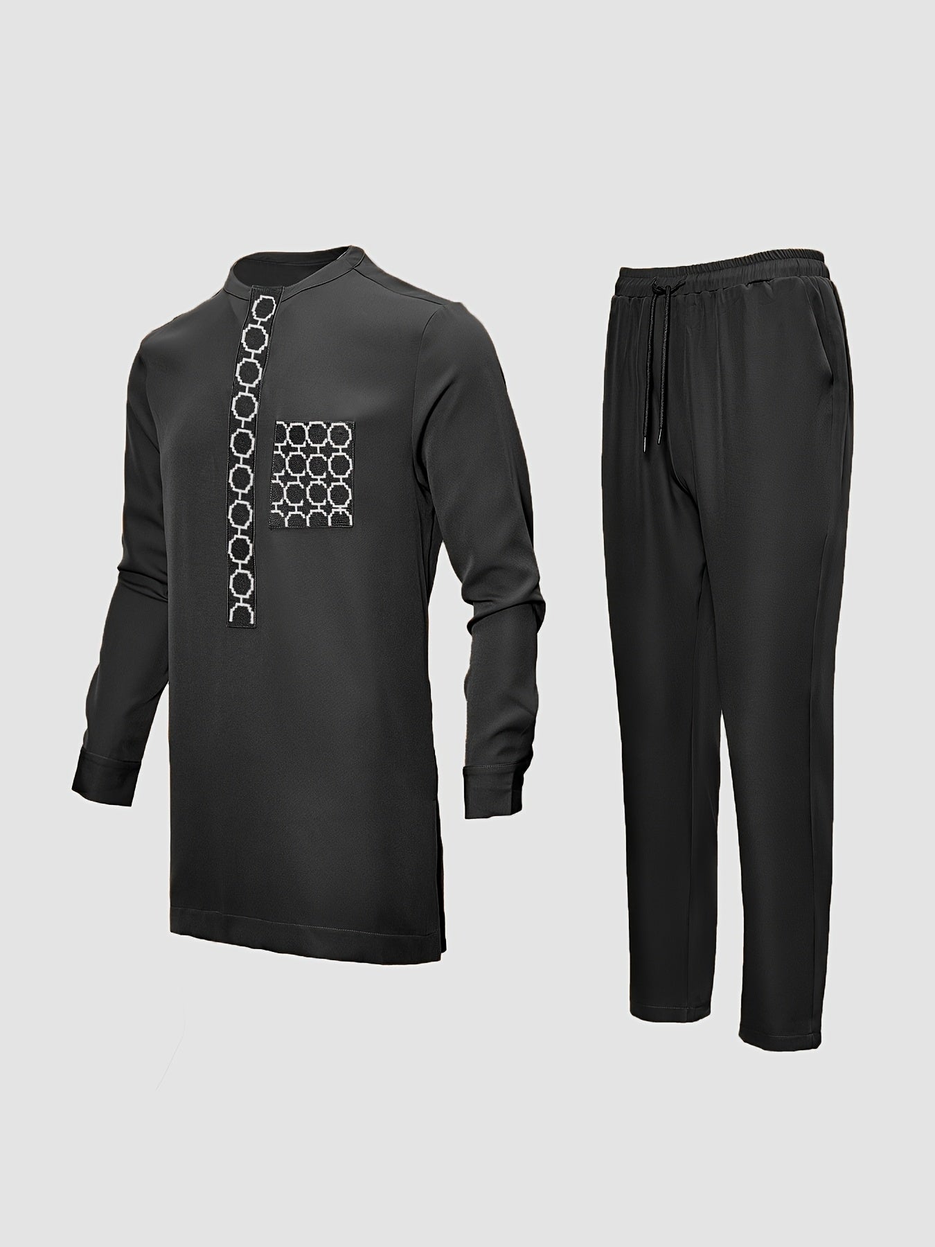 Men's African Dashiki set from SHOWLU FASHION STORE with embroidered long sleeve top and matching pants, vibrant and traditional design.