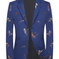 Men's slim fit blazer from SHOWLU FASHION STORE featuring a gold-foiled maple leaf pattern, perfect for spring and fall fashion.
