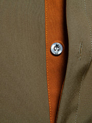 Men's contrast trim button-down shirt by Trendsi featuring a classic collar, long sleeves, and stylish color accents.