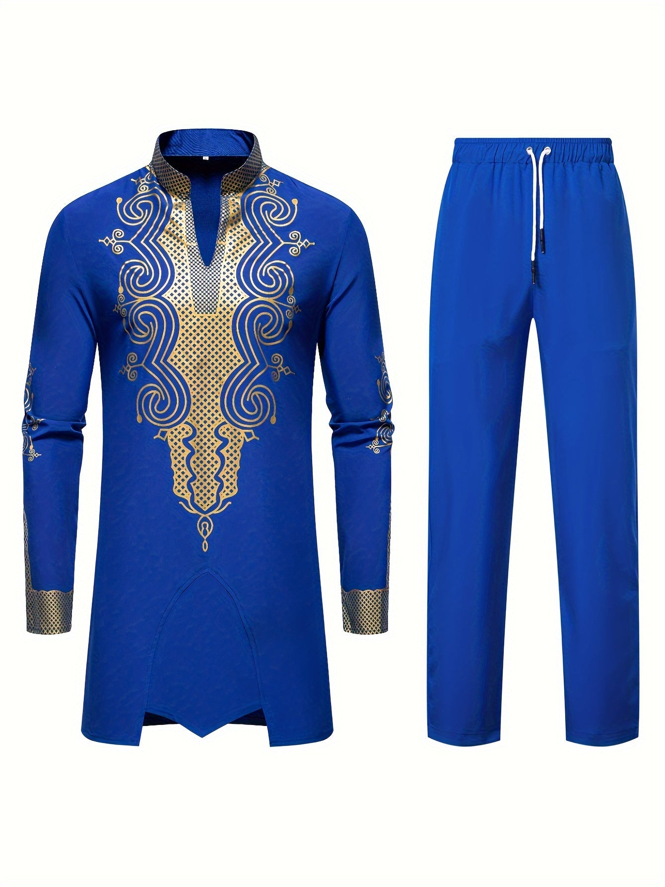 SHOWLU FASHION men's casual striped long sleeve robe set with stand collar, comfortable and stylish loungewear for men.