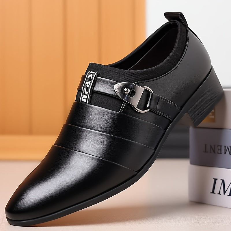 SHOWLU men's business formal shoes with pointed toe, solid PU leather, stylish and professional footwear for men.