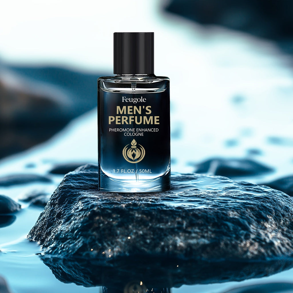 SHOWLU FASHION Pheromone Cologne for Men with a long-lasting floral scent, shown in a sleek glass bottle.