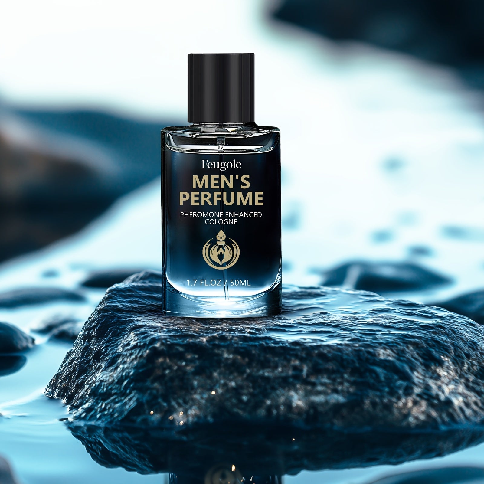SHOWLU FASHION Pheromone Cologne for Men with a long-lasting floral scent, shown in a sleek glass bottle.