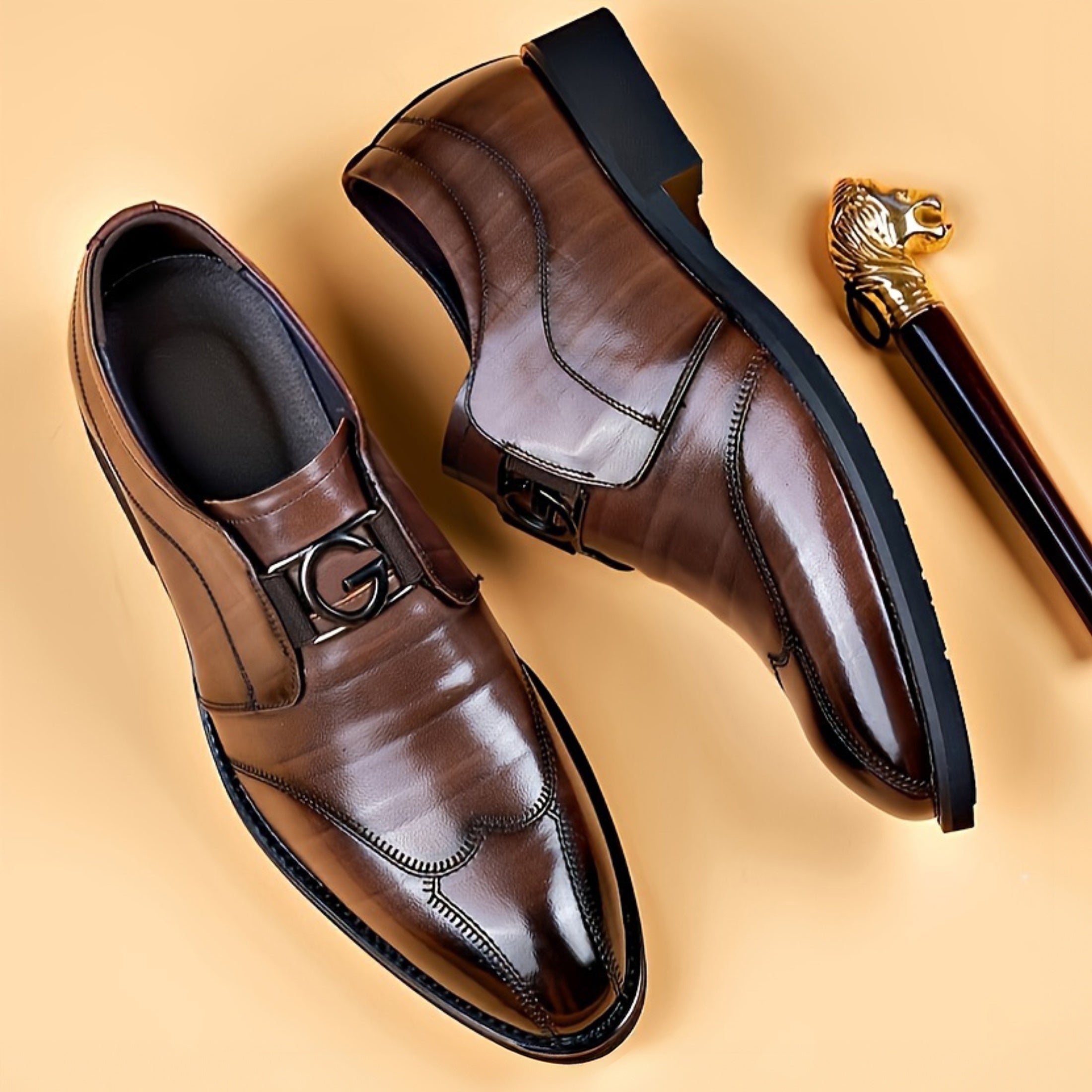 SHOWLU FASHION men's patent leather Oxford loafers with glossy finish, showcasing sleek, polished dress shoes for formal occasions.