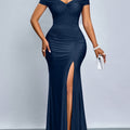 SHOWLU FASHION women's off-the-shoulder bodycon dress with side slit, fitted design perfect for stylish evening wear.