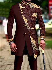 Men's Casual Long-sleeved Two-piece Suit, Mid-length Top And Trousers