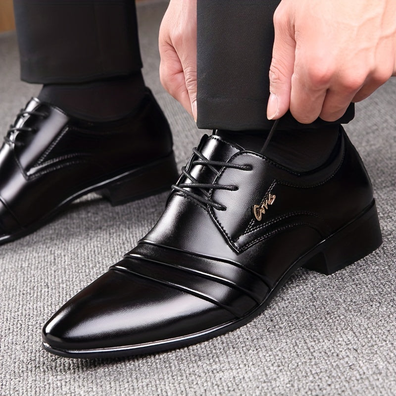 Vintage SHOWLU FASHION men's derby shoes with pointed toe, lace-up design, made of PU leather for a classic, stylish look.