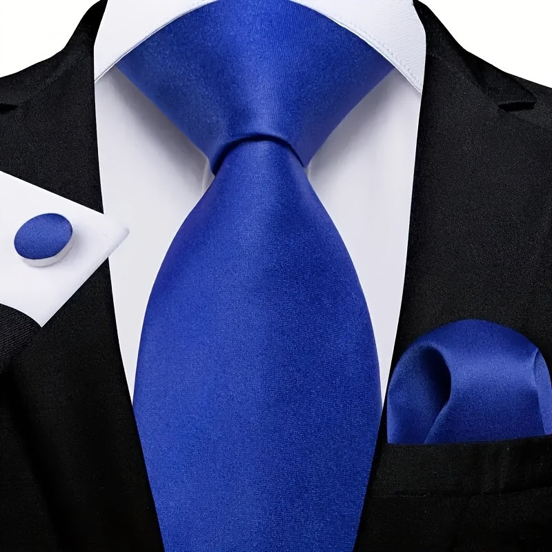 Set of three men's solid color ties in black, red, and blue from SHOWLU FASHION STORE, stylish and suitable for formal wear.