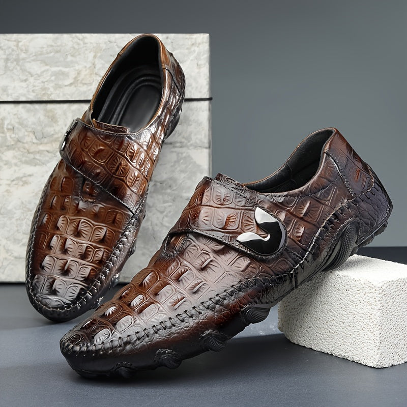Men's SHOWLU Top Grain Leather Loafers with non-slip soles, casual Oxford style, featuring sleek design and polished finish.