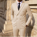 SHOWLU Men's 2-Piece Skinny Fit Suit in solid color, formal wedding suit with tailored jacket and matching trousers.