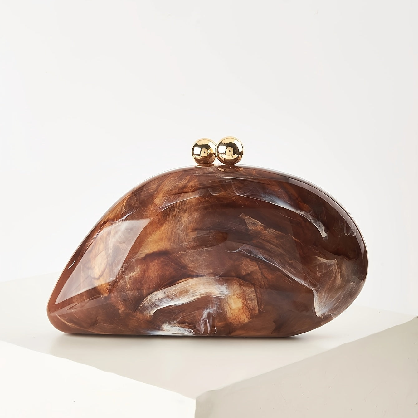 SHOWLU Marbled Acrylic Clutch with chain strap, elegant evening bag featuring a marbled design and sleek, stylish appearance.